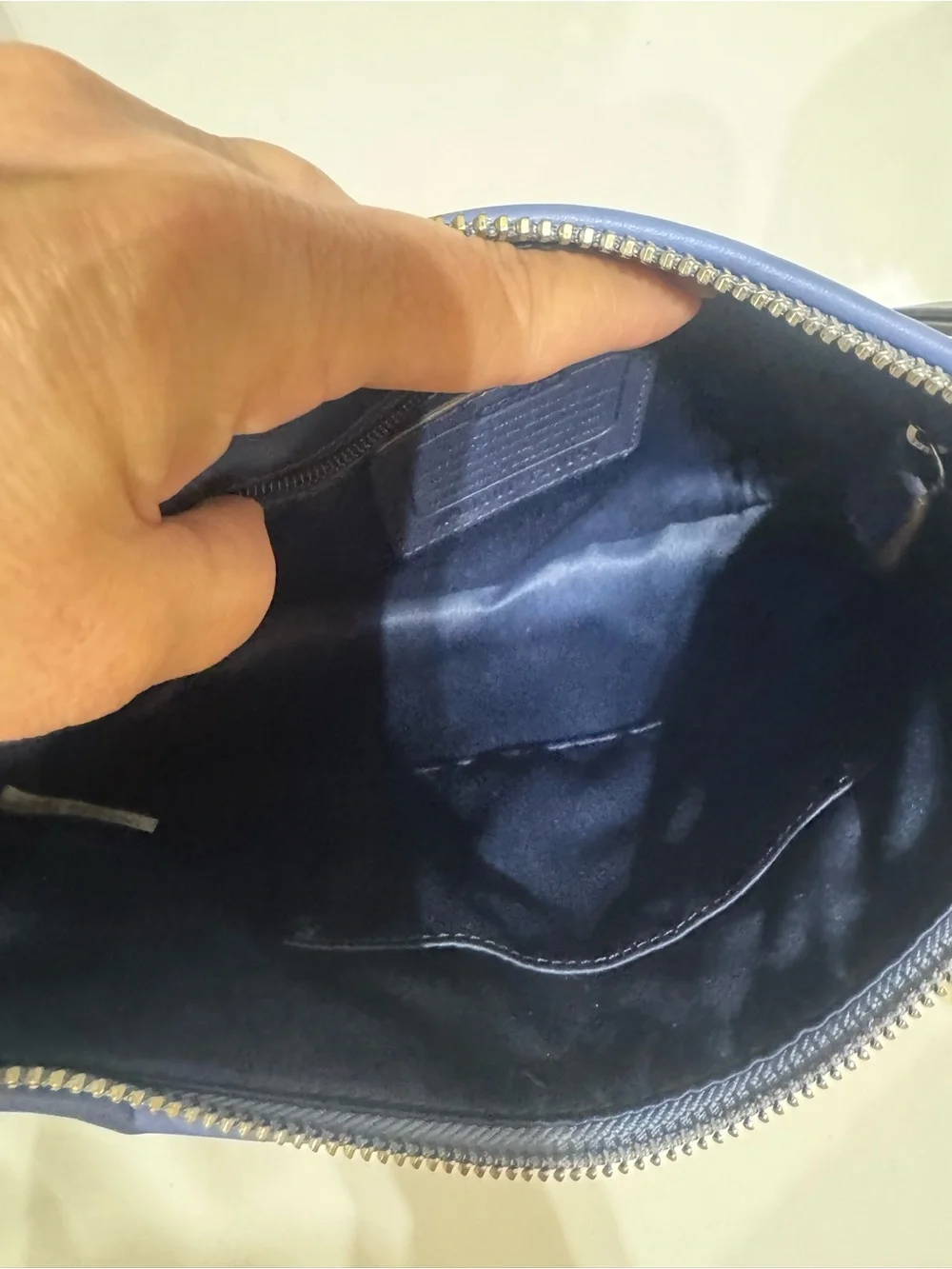 Coach Daisy White and Blue Leather Shoulder Bag